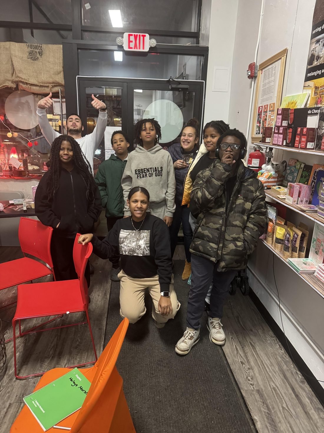 Students from the poetry series gathered at The Pod in Dobbs Ferry